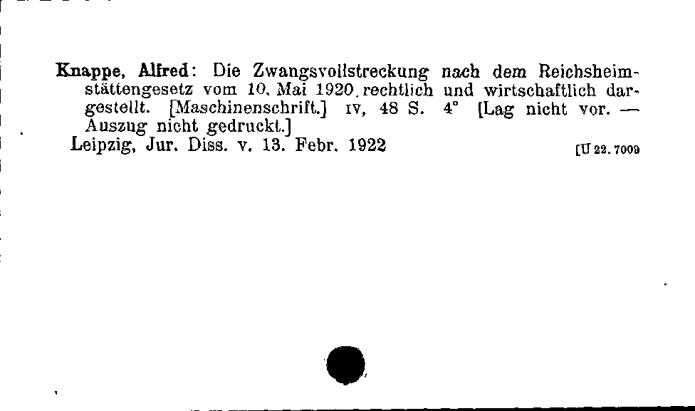 [Katalogkarte Dissertationenkatalog bis 1980]