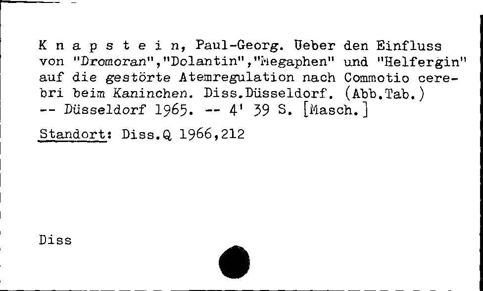 [Katalogkarte Dissertationenkatalog bis 1980]