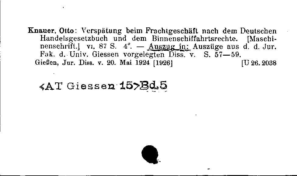 [Katalogkarte Dissertationenkatalog bis 1980]