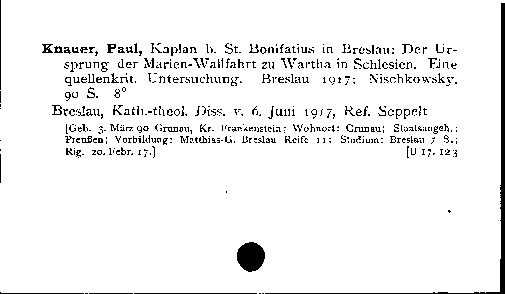 [Katalogkarte Dissertationenkatalog bis 1980]