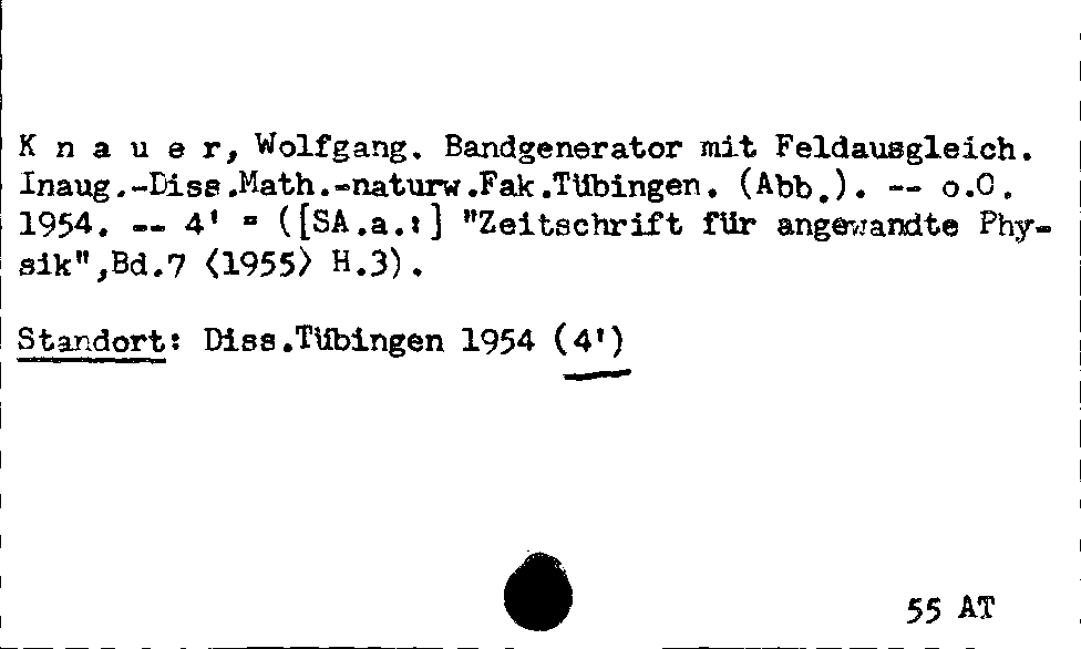 [Katalogkarte Dissertationenkatalog bis 1980]