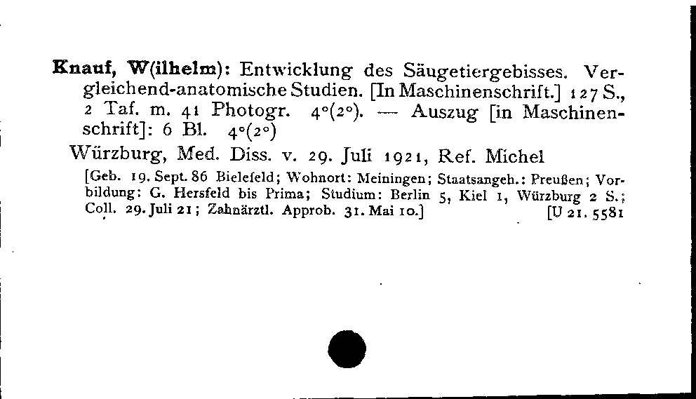 [Katalogkarte Dissertationenkatalog bis 1980]