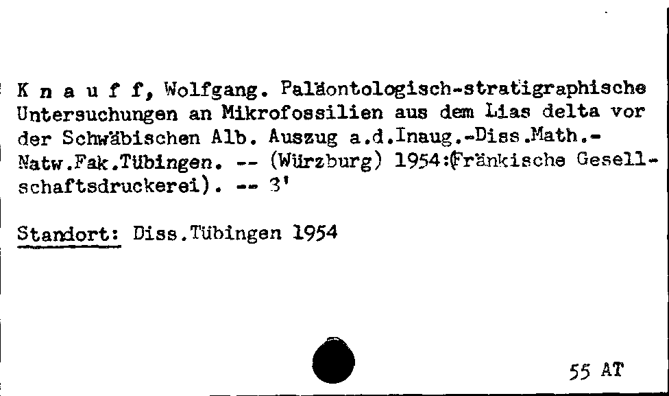 [Katalogkarte Dissertationenkatalog bis 1980]