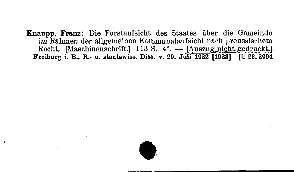 [Katalogkarte Dissertationenkatalog bis 1980]