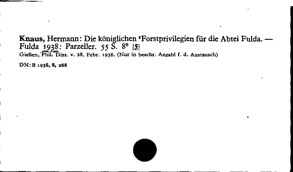 [Katalogkarte Dissertationenkatalog bis 1980]