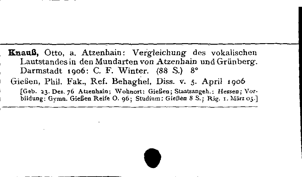 [Katalogkarte Dissertationenkatalog bis 1980]