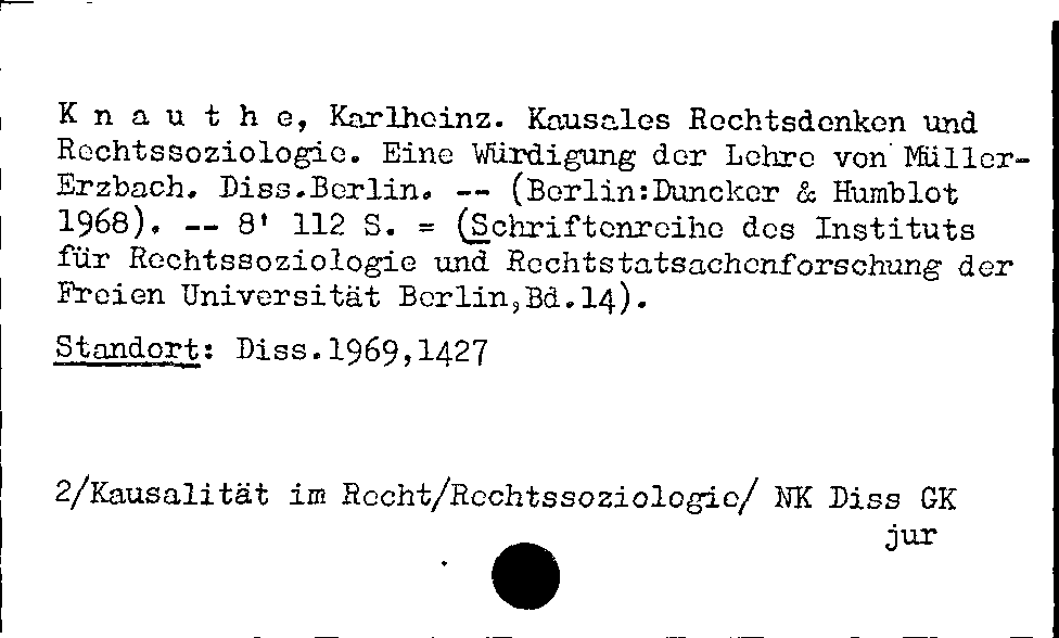 [Katalogkarte Dissertationenkatalog bis 1980]