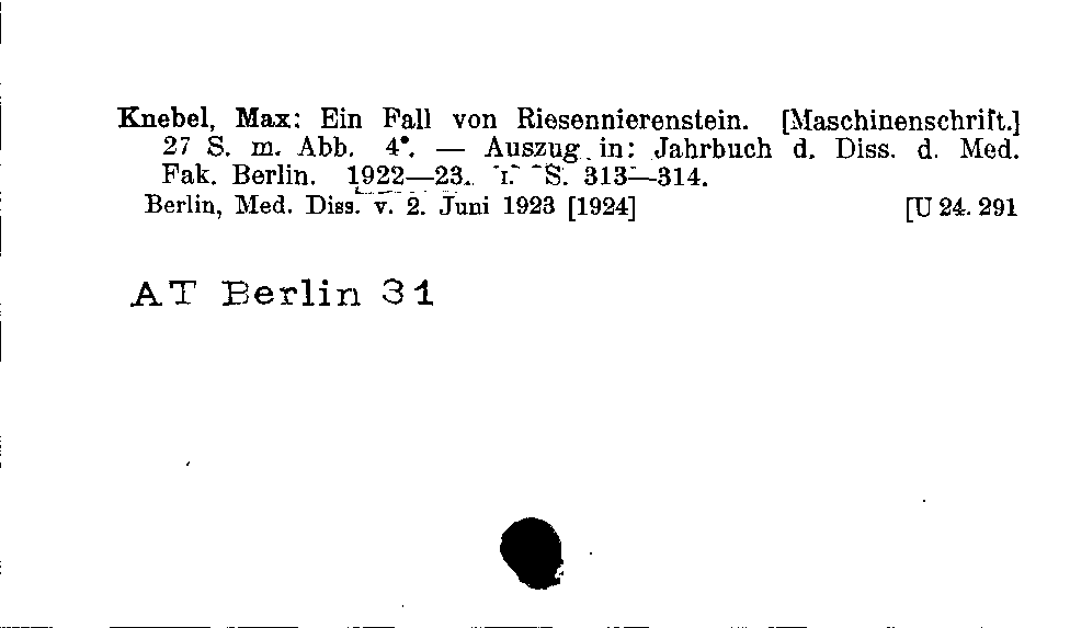 [Katalogkarte Dissertationenkatalog bis 1980]