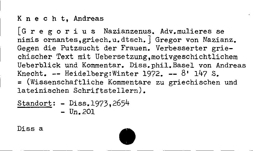 [Katalogkarte Dissertationenkatalog bis 1980]