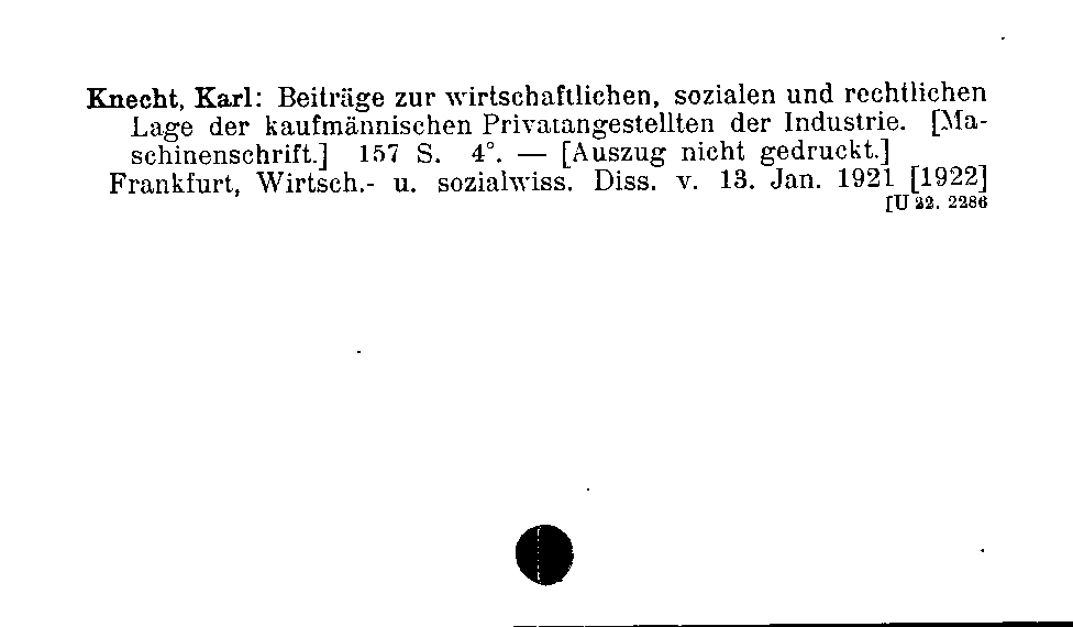 [Katalogkarte Dissertationenkatalog bis 1980]