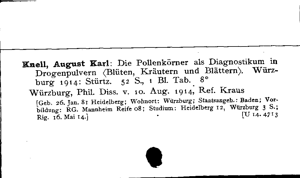 [Katalogkarte Dissertationenkatalog bis 1980]