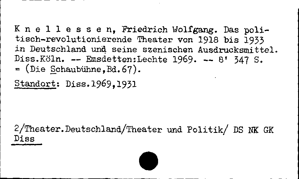 [Katalogkarte Dissertationenkatalog bis 1980]