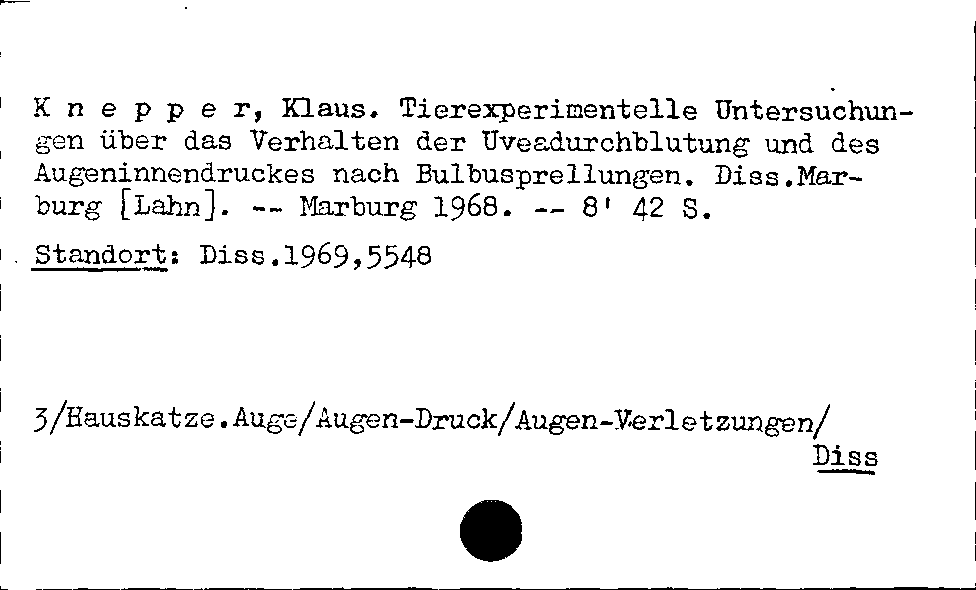 [Katalogkarte Dissertationenkatalog bis 1980]