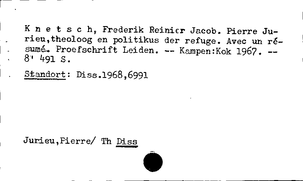 [Katalogkarte Dissertationenkatalog bis 1980]