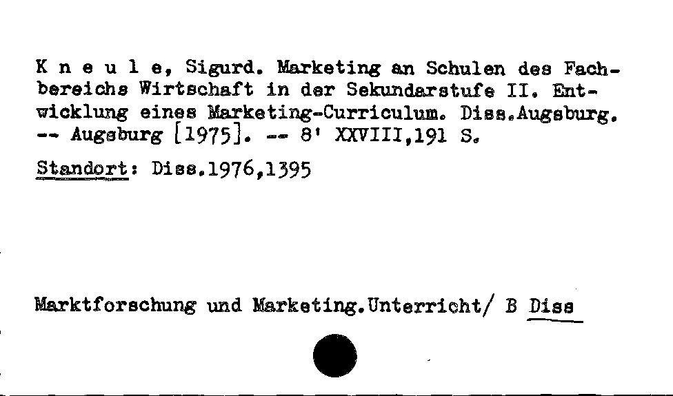 [Katalogkarte Dissertationenkatalog bis 1980]