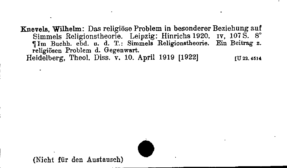 [Katalogkarte Dissertationenkatalog bis 1980]