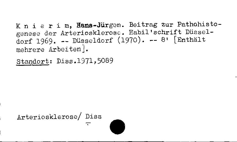 [Katalogkarte Dissertationenkatalog bis 1980]