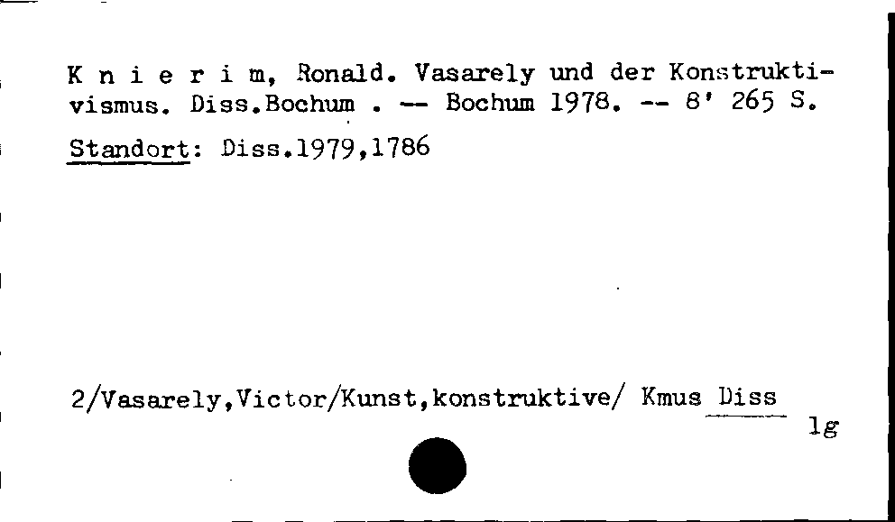 [Katalogkarte Dissertationenkatalog bis 1980]