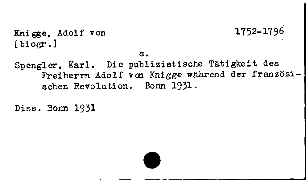 [Katalogkarte Dissertationenkatalog bis 1980]