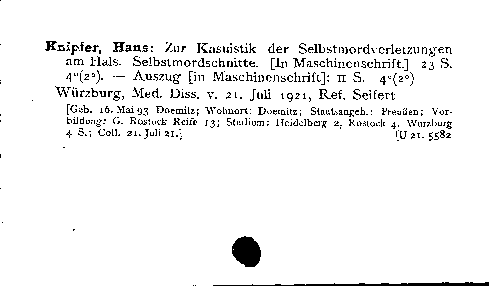 [Katalogkarte Dissertationenkatalog bis 1980]