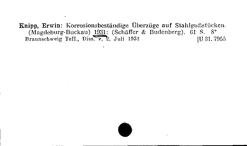 [Katalogkarte Dissertationenkatalog bis 1980]