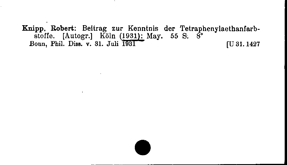 [Katalogkarte Dissertationenkatalog bis 1980]