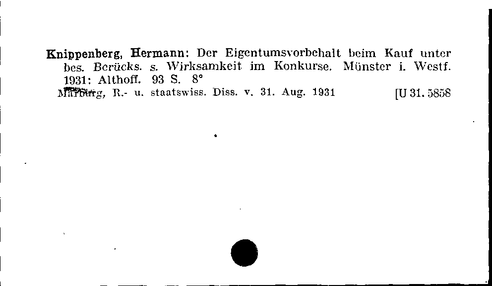 [Katalogkarte Dissertationenkatalog bis 1980]