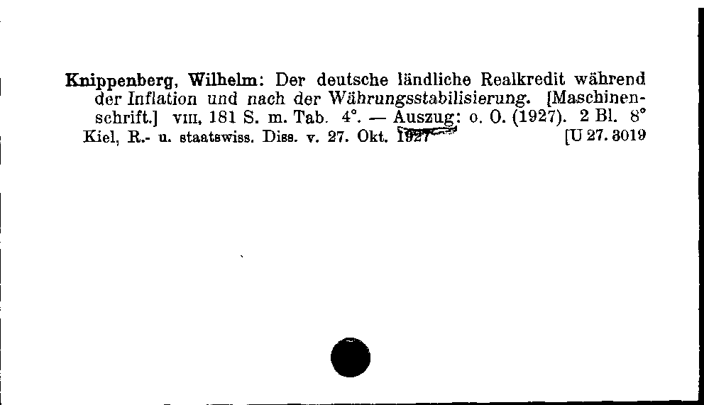 [Katalogkarte Dissertationenkatalog bis 1980]