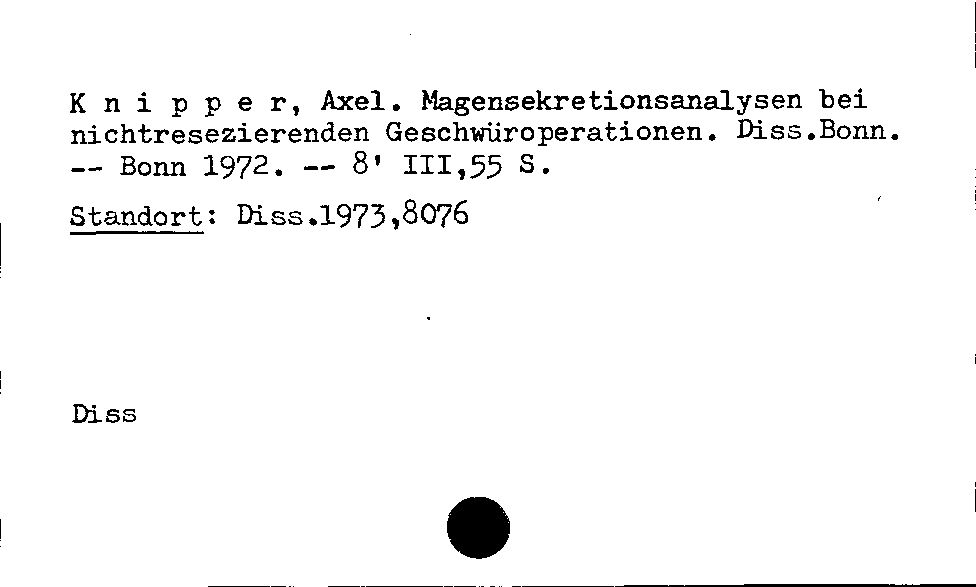 [Katalogkarte Dissertationenkatalog bis 1980]