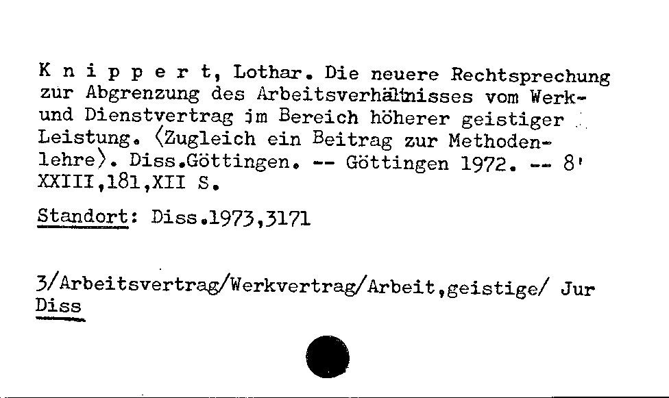 [Katalogkarte Dissertationenkatalog bis 1980]