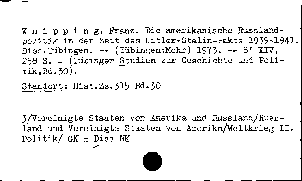 [Katalogkarte Dissertationenkatalog bis 1980]