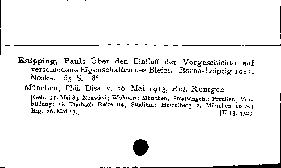 [Katalogkarte Dissertationenkatalog bis 1980]