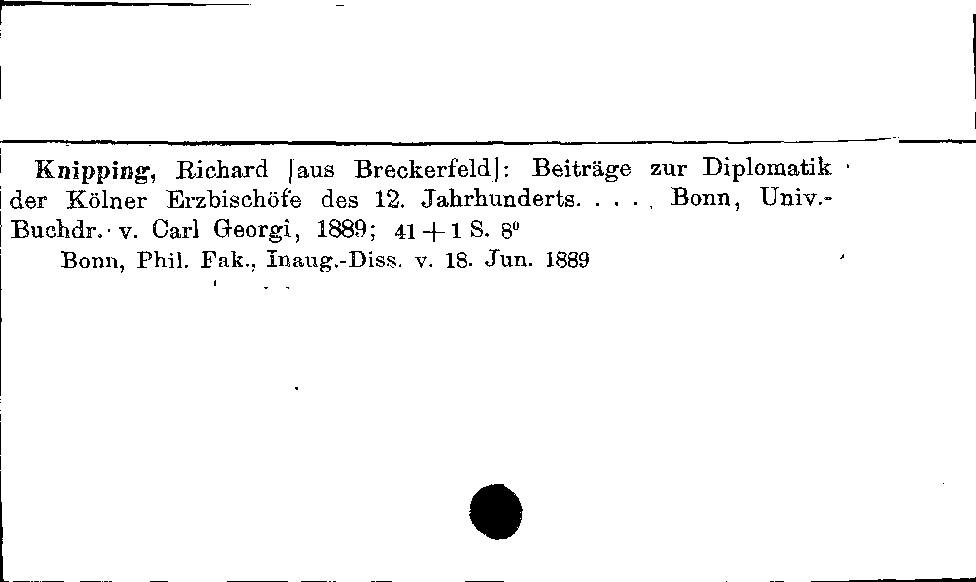 [Katalogkarte Dissertationenkatalog bis 1980]