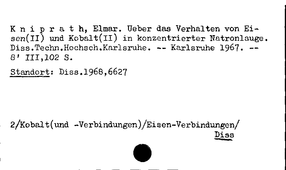 [Katalogkarte Dissertationenkatalog bis 1980]