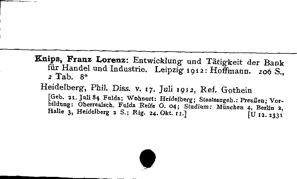 [Katalogkarte Dissertationenkatalog bis 1980]