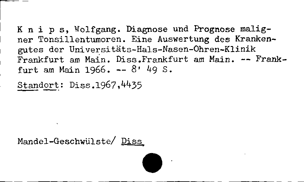 [Katalogkarte Dissertationenkatalog bis 1980]