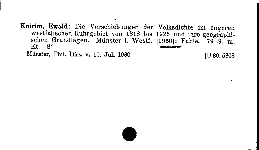 [Katalogkarte Dissertationenkatalog bis 1980]