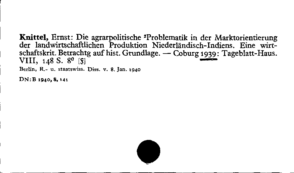 [Katalogkarte Dissertationenkatalog bis 1980]