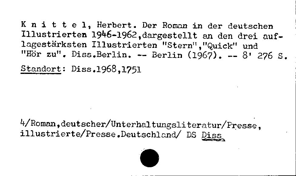 [Katalogkarte Dissertationenkatalog bis 1980]