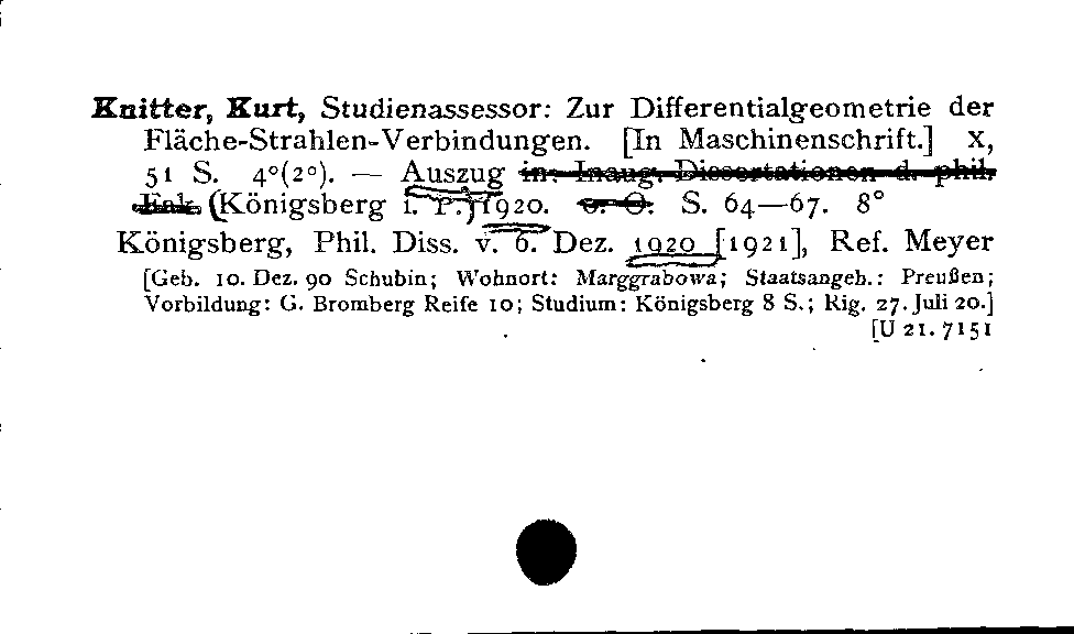 [Katalogkarte Dissertationenkatalog bis 1980]