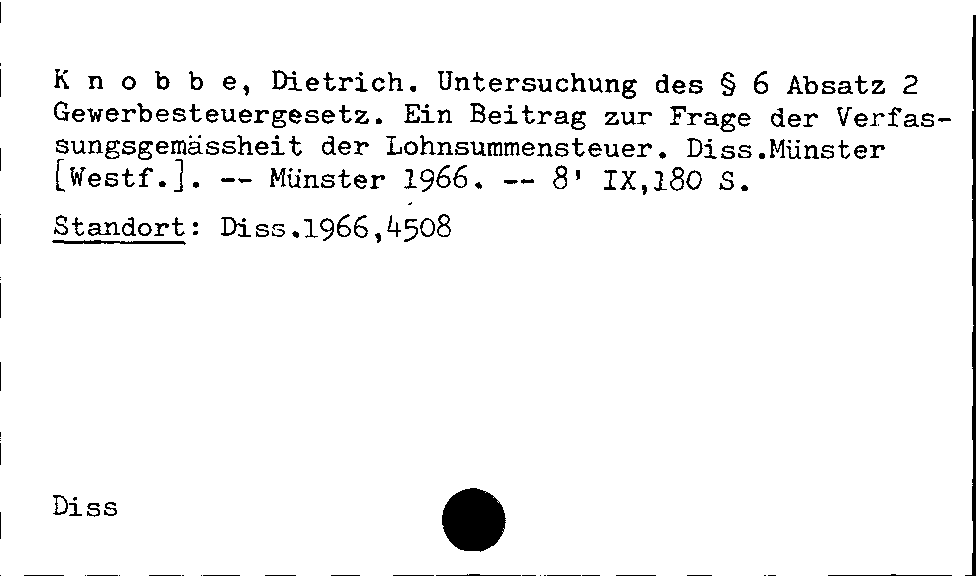 [Katalogkarte Dissertationenkatalog bis 1980]