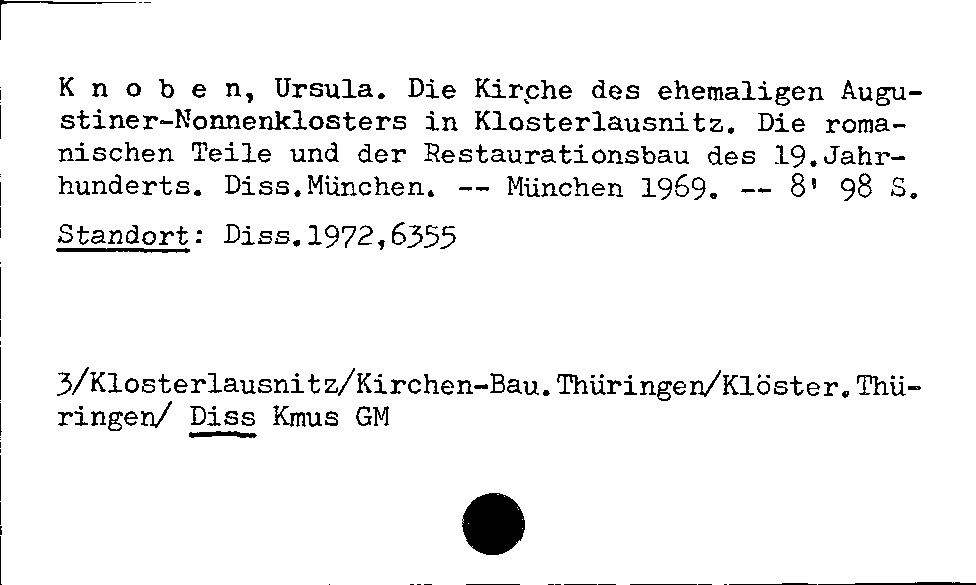 [Katalogkarte Dissertationenkatalog bis 1980]