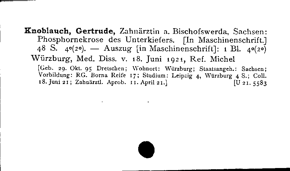 [Katalogkarte Dissertationenkatalog bis 1980]