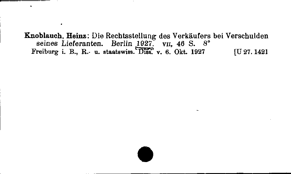 [Katalogkarte Dissertationenkatalog bis 1980]