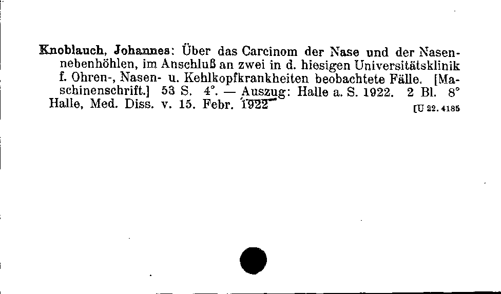 [Katalogkarte Dissertationenkatalog bis 1980]