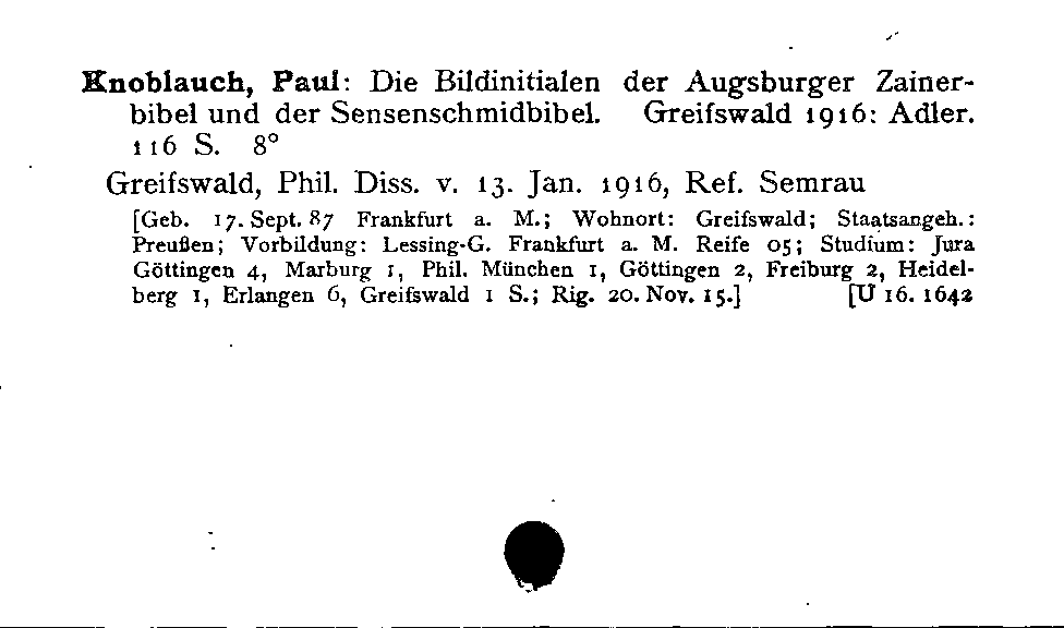 [Katalogkarte Dissertationenkatalog bis 1980]