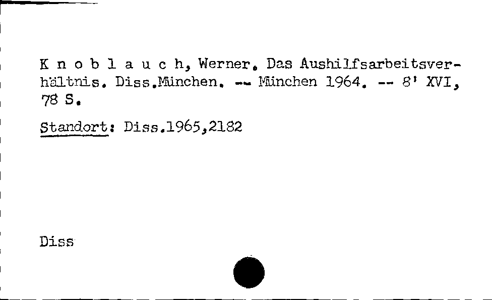 [Katalogkarte Dissertationenkatalog bis 1980]