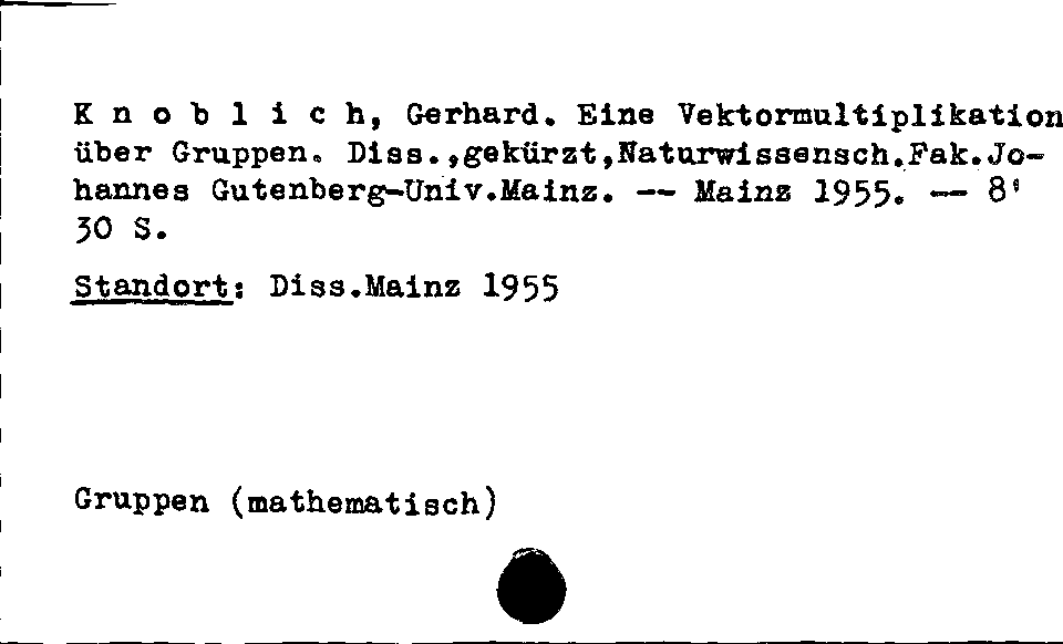 [Katalogkarte Dissertationenkatalog bis 1980]