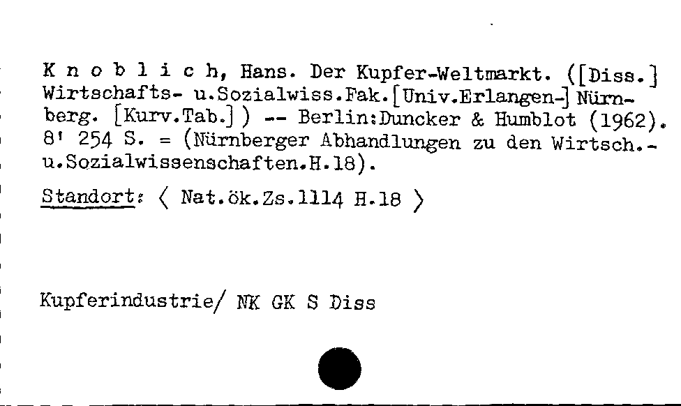 [Katalogkarte Dissertationenkatalog bis 1980]