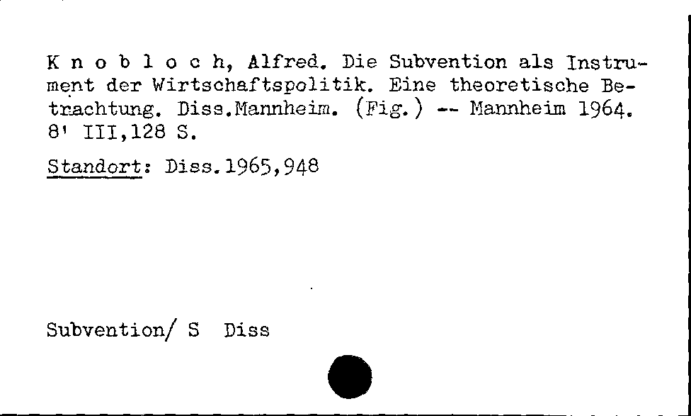 [Katalogkarte Dissertationenkatalog bis 1980]